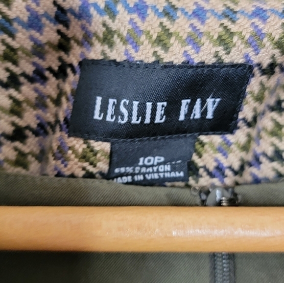 Leslie Fay | Petite Faux Suede Dress & Herringbone Open Blazer Size 10P - Picture 3 of 7